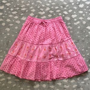 Lovely girl L 10 pink India print tiered skirt GAP